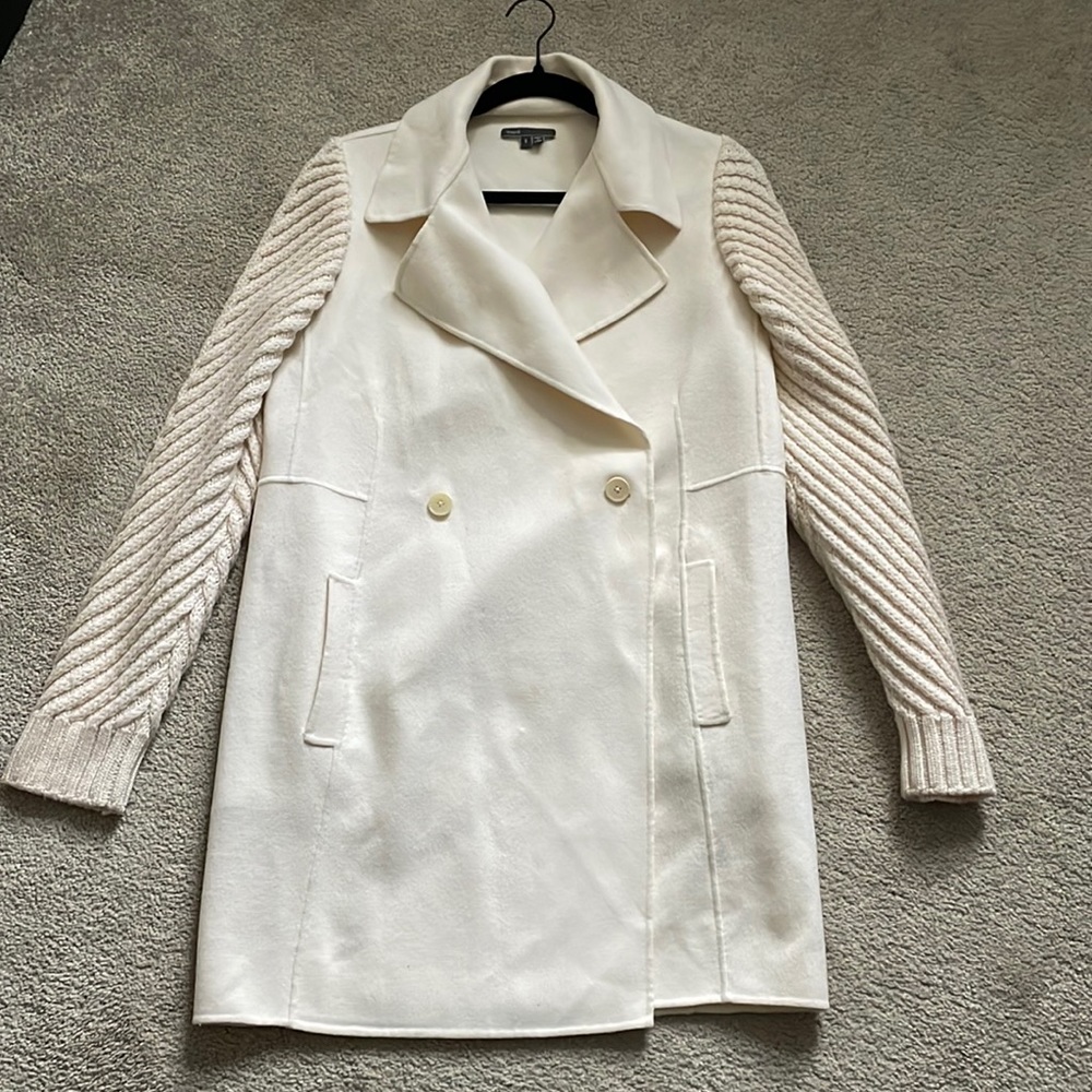 Vince knit sleeve wool pea coat, size small